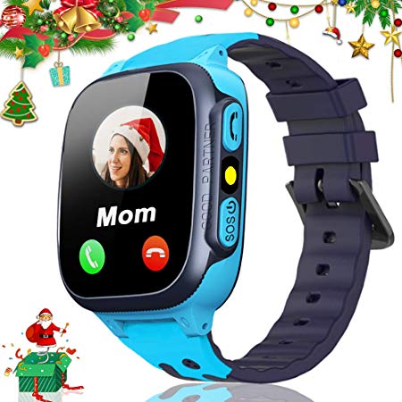 MiKin Smart Watches for Kids Boys Girls Age 3-12 GPS Tracker Smartwatch Phone with 2 Way Call SOS Alarm Voice Chat Camera LED Flashlight 1.44" Touch Screen Math Game Watches Christmas Birthday Gift