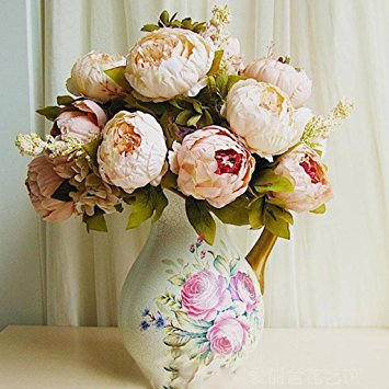HuaYang Pretty Artificial Flower Peony Faux Floral Bouquet for Wedding Party Festival Home Office Bar Decor(Pink)