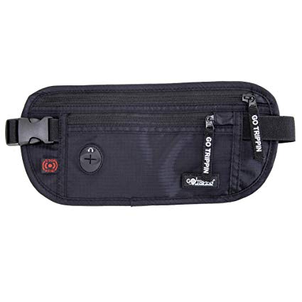 GoTrippin Travel Money Belt, Waist Pouch Bag with RFID Security (Black)