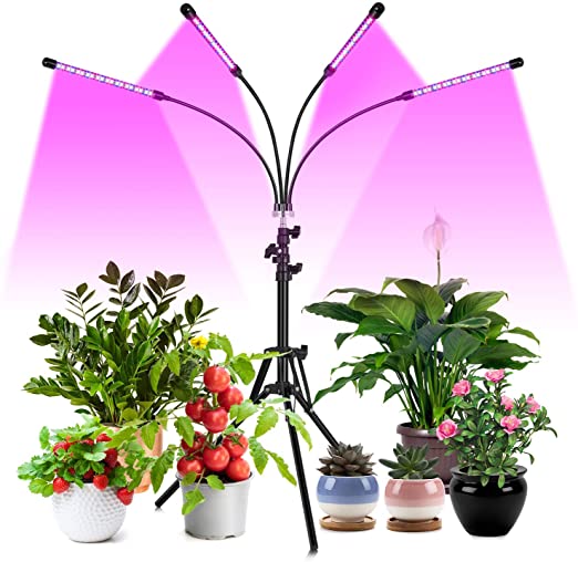FREDI Plant Lamp LED 40 W 4 Heads Plant Light Grow Lamp with Stand Full Spectrum for Indoor Plants with Timer Switch 3 Types of Mode 6 Types of Brightness