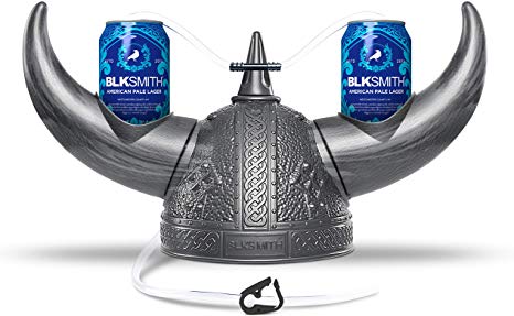 BLKSMITH Viking Can Holder Helmet for Sport Events Party Hat Games and More - Silver