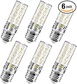 E26 Bulb Daylight 6000K Warm 3000K Natural White 4000K, 16W E27 E26 LED Bulb 100 Watt Equivalent 1500LM Bright 3 Color, E26 Base LED Corn Bulbs for Chandelier Ceiling Fan, 6 Pack