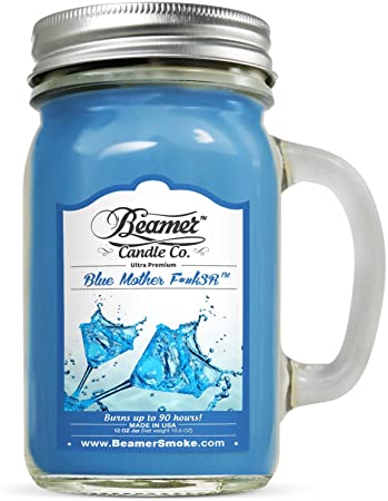 Beamer 12oz Blue Mother F#k3r Scented Candle Co. Ultra Premium Jar Candle. 90 Hr Burn Time. USA Made