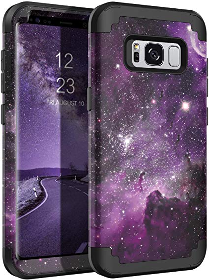 BENTOBEN Case for Galaxy S8 5.8", Space Nebula Heavy Duty Full Body Rugged Shockproof Hybrid Three Layer Hard PC Soft Rubber Bumper Protective Phone Case for Samsung Galaxy S8 5.8", Purple Nebula