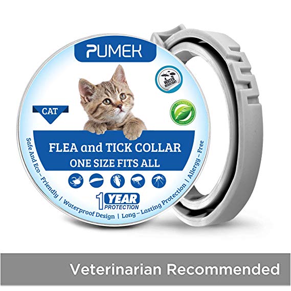 PUMEK Flea and Tick Control for Cats - 12 Months Flea Protection and Treatment for Cats - Natural Active Ingredients for Prevention [2019 Upgrade Version]