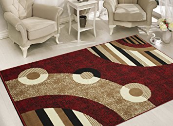 Sweet Home Stores Modern Circles Design Area Rug, Red