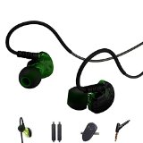 Sport Headphones by Rovking Earhook In Ear Noise Cancelling Sweatproof Bass Earbuds Earphones with Microphone and Volume Music Phone Control for RunningjoggingGym Workout for iPhoneiPodMP3 Green