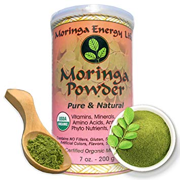 Moringa Leaf Powder 7oz. USDA Organic, Feel Energy & Health by ingesting this 100% Pure and Natural Raw/Organic Super Food. 50 Servings.