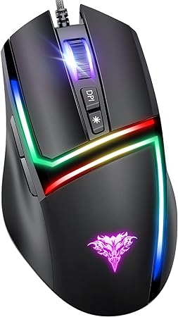 BENGOO M4 Wired Gaming Mouse, 8000 DPI USB Computer Mouse Mice with 6 Rainbow Backlit Modes, 7 Programmable Buttons, 6 Adjustable DPI, Ergonomic RGB Optical Gamer Mice for Windows PC Mac Laptop