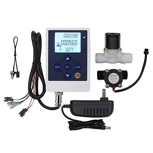 DIGITEN Water Flow Control Meter LCD Display Controller G1/2" Water Hall Sensor Flow Meter Flowmeter Counter 1-30L/min G1/2" Solenoid Valve Normally Closed N/C DC 12V Power Adapter