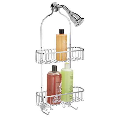 mDesign Bathroom Shower Caddy for Shampoo, Conditioner, Soap - Extra Large, Polished Stainless Steel