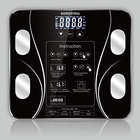 Weighing Smart Bathroom Weight Scales Household Body Fat Bmi Scale Digital Human Weighting Mi Scales Floor LCD Display,Black