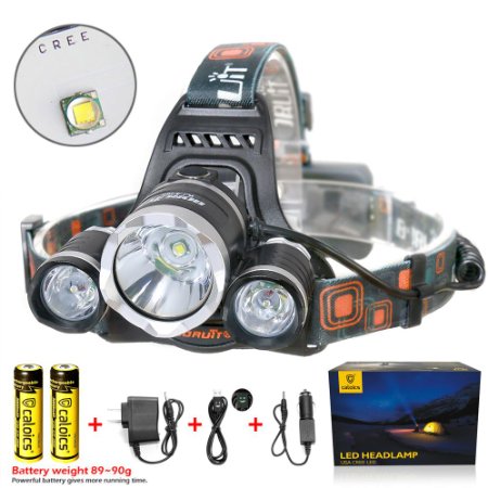 Boruit® Headlamp Headlight 5000 LM with 3*Cree XML T6 LED Super Bright Flashlight for Hunting, Camping, Night Fishing, Running, Reading, Kids, Perfect Hands-free Rechargeable & Waterproof Work Light