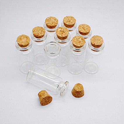 10pcs 10ML Vials Clear Glass Bottles with Corks Strong Cute Empty Sample Jars Great for message Party wedding favors decorations