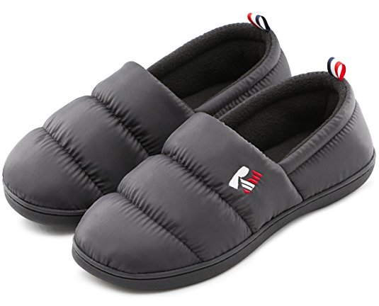 RockDove Men's Down Memory Foam Slippers Warm Fleece Lined Indoor Outdoor House Shoes