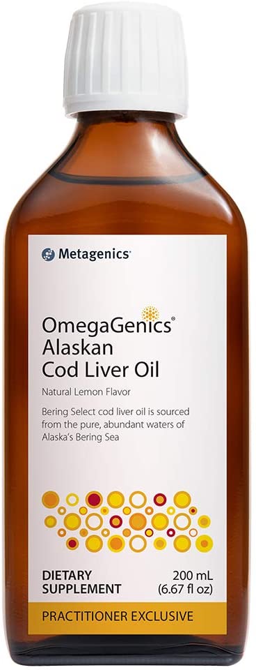 Metagenics OmegaGenics® Alaskan Cod Liver Oil 200 mL (6.76 fl oz), Omega 3s Fish Oil, 40 Servings - Gluten Free
