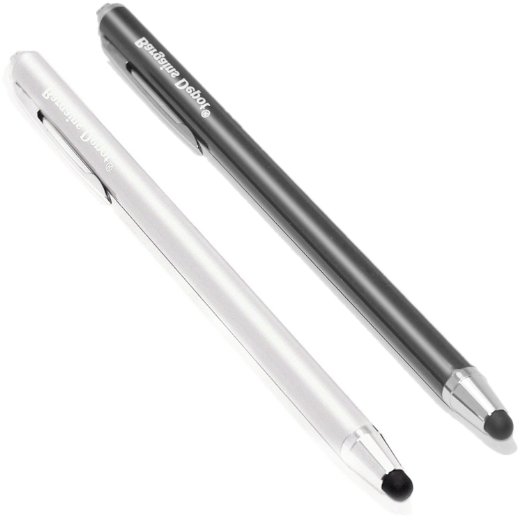 Bargains Depot® (2Pcs) [0.18-inch Rubber Series] ULTRA / SILM / ACCURATE / THINNER TIP Capacitive Stylus/styli Universal Touch Screen Pen with 6 Pcs Soft Rubber tips -Black/White