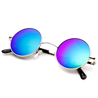 zeroUV - Lennon Style Small Round Color Mirrored Lens Circle Sunglasses