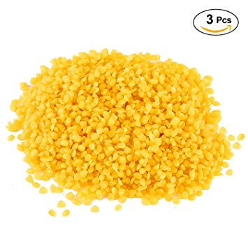 3packs 100% Natural Organic Yellow Beeswax Pellets Cosmetic Grade DIY Homemade Lip Balm Lotions Body Cream Soap Making Ingredients Supplies 50g/1.76oz Per Pack with Plastic Bag