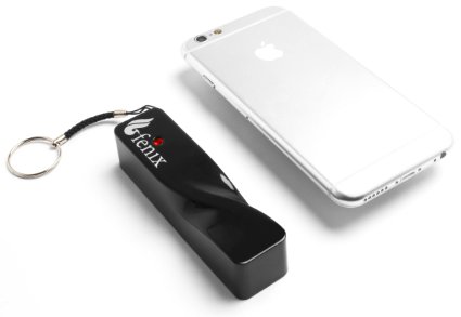 Fenix - Mini Portable Charger [Black] 3200 mAh 5v 1A External Power Bank Keychain with Indicator Light for iPhone, Samsung Galaxy, HTC, LG and More [Includes a Micro USB Cable]