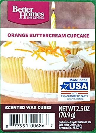 1 X Better Homes and Gardens Orange Buttercream Cupcake Wax Cubes