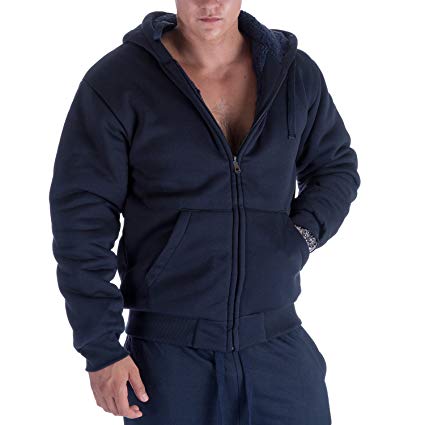 Gary Com Heavyweight Hoodies for Men, 1.8 lbs Sherpa Lined Fleece Full Zip Plus Size Sweatshirt Jackets Outwear