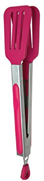 Fox Run 6074 Locking Tongs, Nylon and Stainless Steel, Raspberry