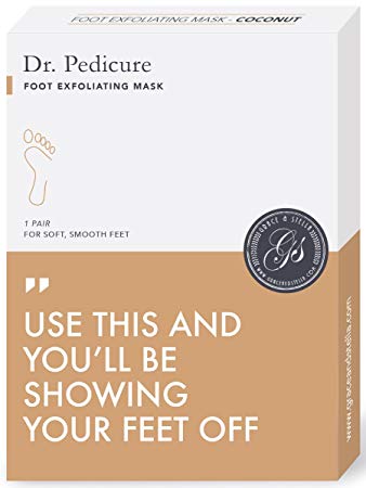 Foot Exfoliation Peeling Mask | Dr. Pedicure Deep Exfoliating Dry Dead Skin Treatment, Peel & Repair Rough Heels, Japanese Callus Remover, Odor Eliminator, Soak Socks Spa Booties (1 Pair, Coconut)