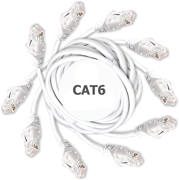 DynaCable Heavy Duty Cat6 Ethernet Copper LAN Cable with Snagless RJ45 Connectors | 5 Pack/10FT, 24AWG 550MHz, UL-Listed, 10 GB Max Speed for Fast Computer Networking - White