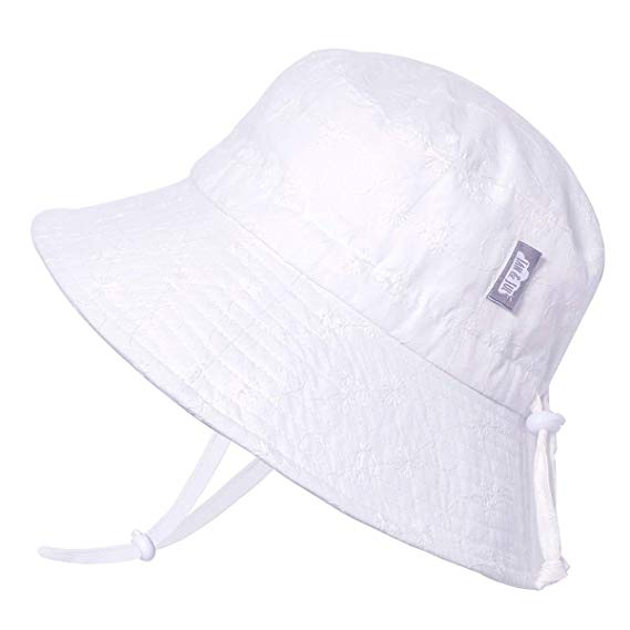 JAN & JUL Kids Cotton Bucket Sun-Hat, 50 UPF Protection, Adjustable Strap, Baby Toddler Girls