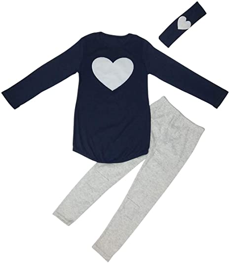 Jastore Kids Girl Cute 2PCS Heart Shaped Clothing Set Long Sleeve Top  Leggings