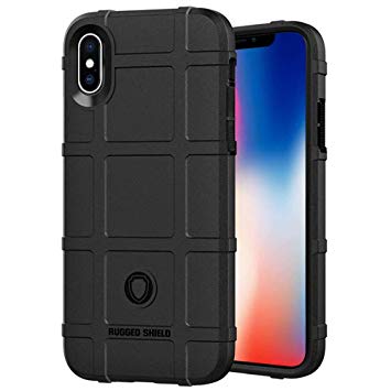 Ranyi iPhone X Case, Rugged Shield [Metal Texture] Full Body 360 Degree Protection Shock Absorption Premium Hybrid Rubber Defender Case Cover for Apple 5.8" iPhone X (2017 Release), Black