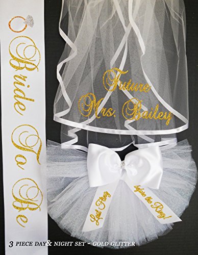 Veils for the Bride - 3 piece PERSONALIZED Bachelorette Set, Hair Veil, Sash and Booty Cover (Bikini Veil. Booty Veil, Butt Veil) for only $75 (An $90.00 VALUE if purchased separately)