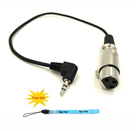 BesYee Right Angle 90 Degree 3.5mm (Mini) 1/8" TRS Stereo Male to XLR Female Adapter Cable Cord 1 Feet (35RM-XLRFM)