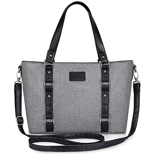 S-ZONE Women's Lightweight Shoulder Handbags Large Capacity Tote Casual Bag Ladies Top-Handle Bag (Grey-B)