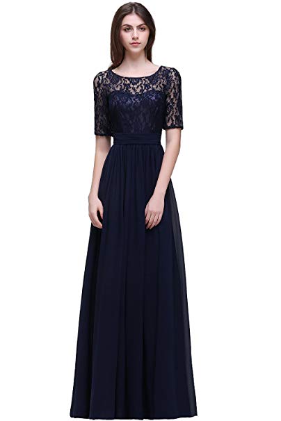 Women Lace Chiffon Evening Cocktail Dresses Sleeves Bridesmaid Babyonline