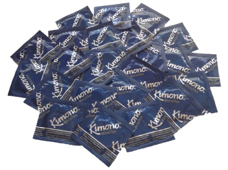 Kimono Microthin Premium Lubricated Ultra Thin Latex Condoms and Silver Pocket/Travel Case-24 Count