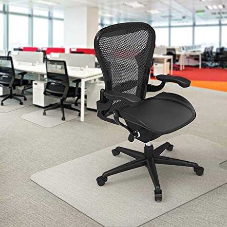 Azadx Computer Chair Mat for Hard Floors, PVC Transparent Protector for Hard Surfaces, Home Office Chair Mats for Hardwood Floor (36 x 48'' with Lip)