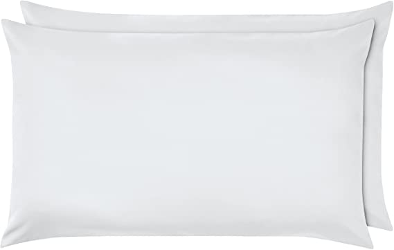 AmazonBasics Microfibre Pillowcases, Bright White – Set of Two