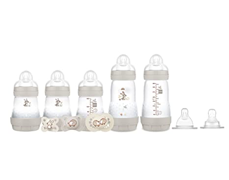 MAM Newborn Baby Essentials Matte Gift Set, Easy Start Anti-Colic Bottles, Pacifiers, Baby Shower Gift for Unisex Baby, 10 Count