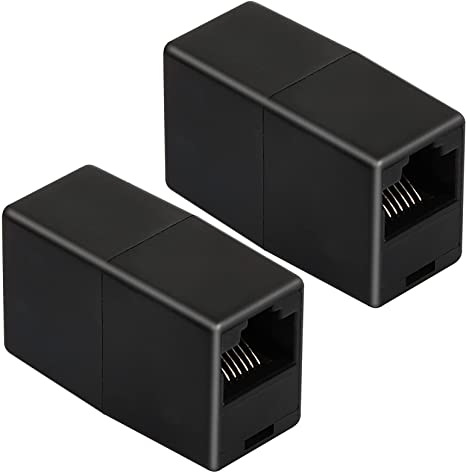 Uvital RJ45 8P8C Coupler Female to Female Ethernet Extender Adapter LAN Connector Inline Cat7/Cat6/Cat5e, 2PCS (Black)