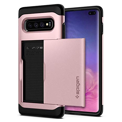 Spigen [Slim Armor CS] Galaxy S10  Plus Case Cover with Wallet Design and Card Slot Holder Designed for Samsung Galaxy S10 Plus (2019) - Rose Gold