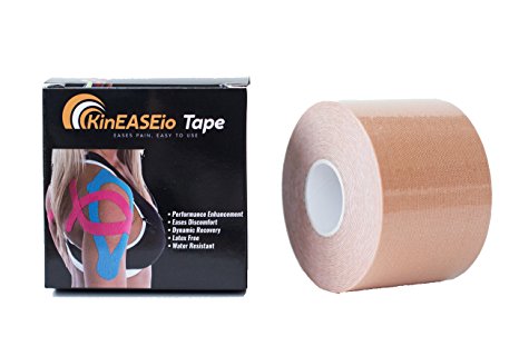 Kinesiology Tape By KinEASEio Tape – Flexible & Durable – Strong Adhesive – Sweat Resistant – Easy To Use – Perfect For Muscle Sores - 100% Breathable Kinesiology Cotton Tape