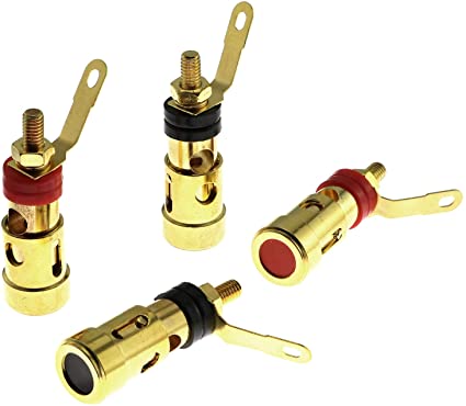 E-outstanding 4PCS 4mm Banana Socket Connector Gold Plated Audio Plug Jack Amplifier Speaker Terminal Spring Loaded Press Cable Audio Power Amplifier Binding Post
