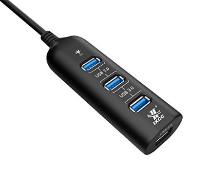 iXCC ® 4 Port USB 3.0 Hub for MacBook Air, Surface Pro, and Windows 8 Tablet / Black Bus-Powered Super Speed Compact Hub [VIA VL812 Chipset, Built-in 2 Feet USB 3.0 Cable]