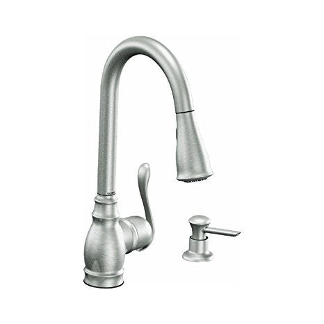 Moen CA87003SRS Single Handle Kitchen Faucet with Pullout Spray from the Anabelle Collection, Spot Resist Stainless