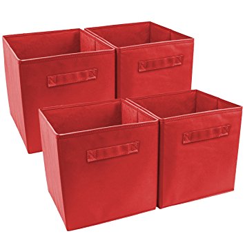 Sorbus® Foldable Storage Cube Basket Bin (4 Pack, Red)