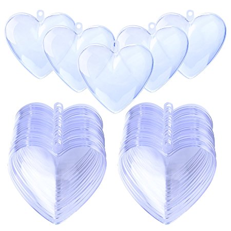 WXJ13 10 Sets Bath Bomb Mold Heart Shape, Transparent Plastic, 2 1/2 Inch