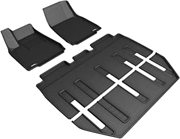 3D MAXpider - L1TL00501509 Tesla Model X Folding 7-Seater 2017-2020 Custom Fit All-Weather Car Floor Mats Liners, Kagu Series (1st, 2nd & 3rd Row, Black)