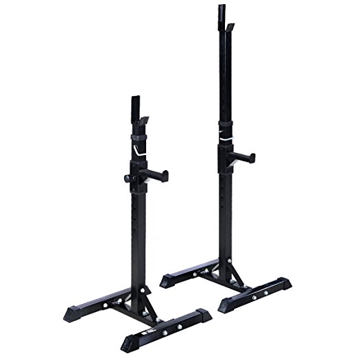 Goplus® Pair of Adjustable Standard Solid Steel Squat Stands Barbell Free Press Bench